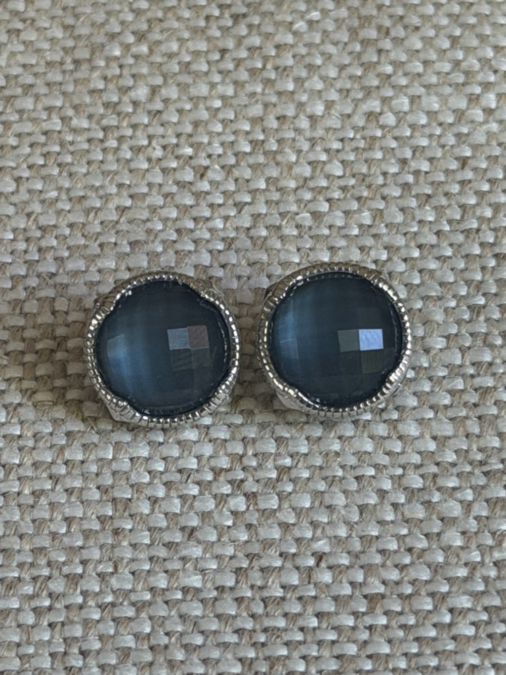 Judith Ripka Blue Gray Faceted Round Stud Earrings